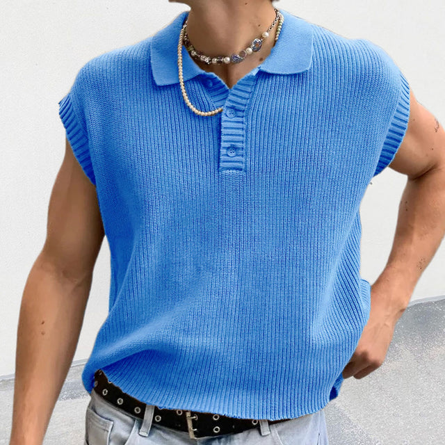 Knit Collar Sleeveless Shirt