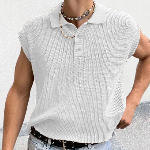 Knit Collar Sleeveless Shirt