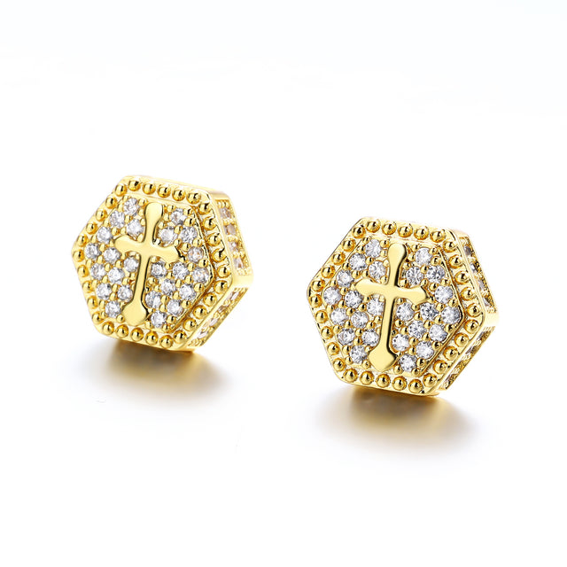 Ice Hex Gold Earring