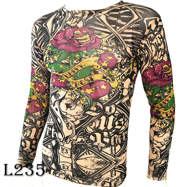 HAPPY ROSE TATTOO ELASTIC SHIRT