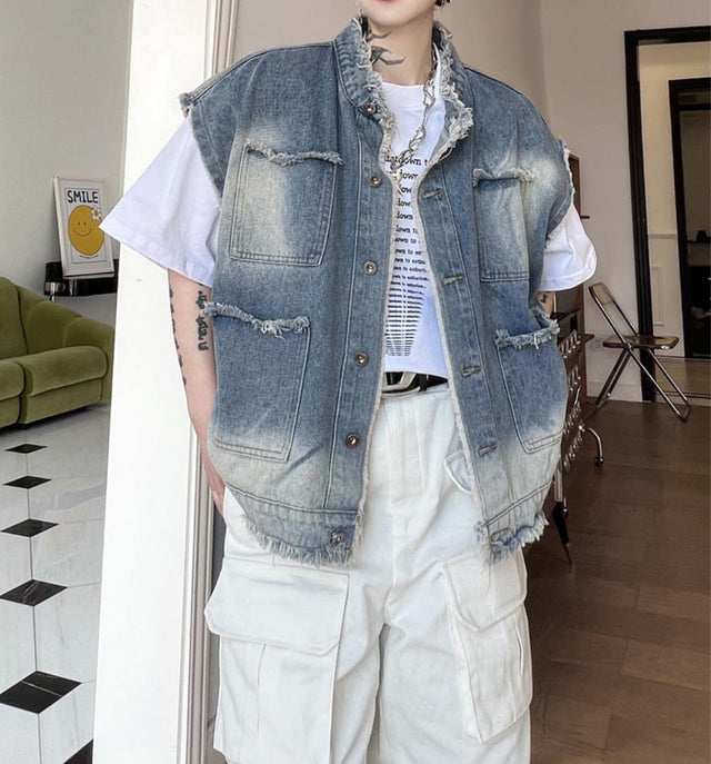 Hakka Denim Armless Jacket