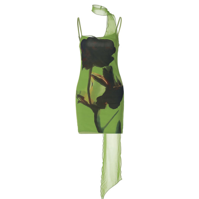 Dahlia Green Scarf Dress