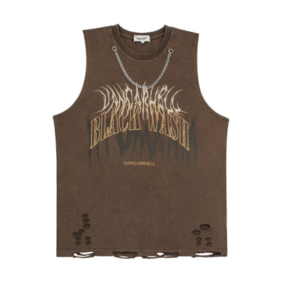 Blackwash Shredded Sleeveless Shirt