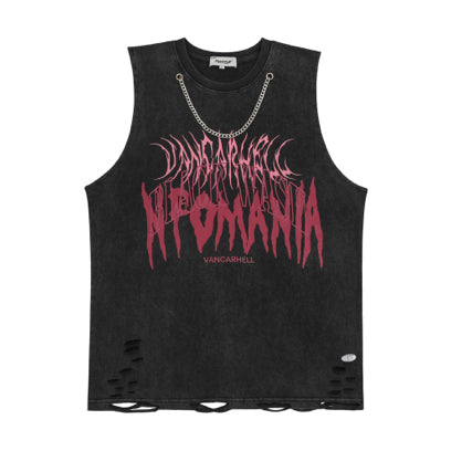 Blackwash Shredded Sleeveless Shirt