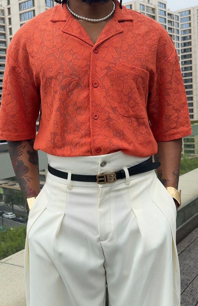 Burnt Naranja Mesh Shirt