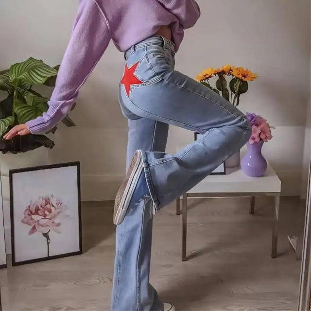 Red Star Denim Pants