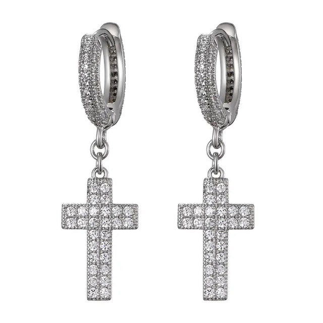 CROSS ICED EARRINGS