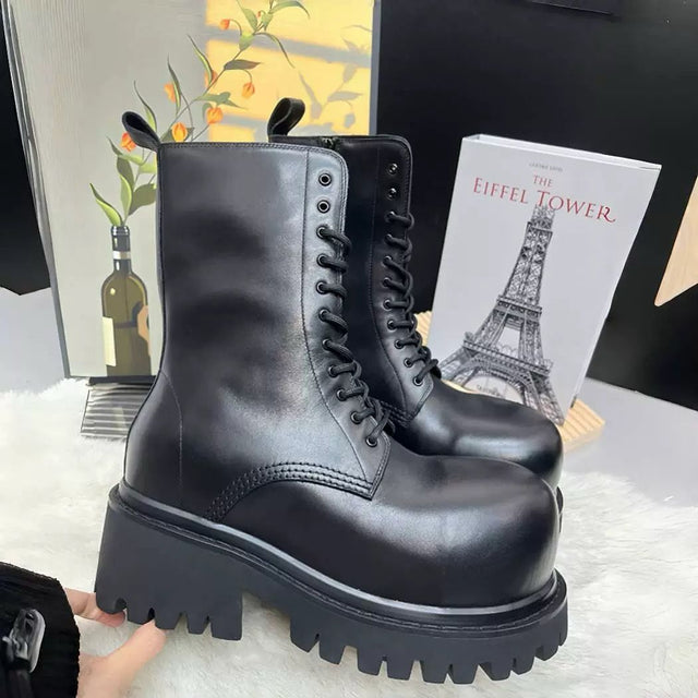 BALENCIAGA DISTRESSED LEATHER BOOT