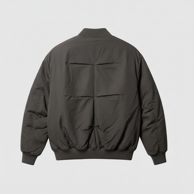 Back view of refined bomber jacket
