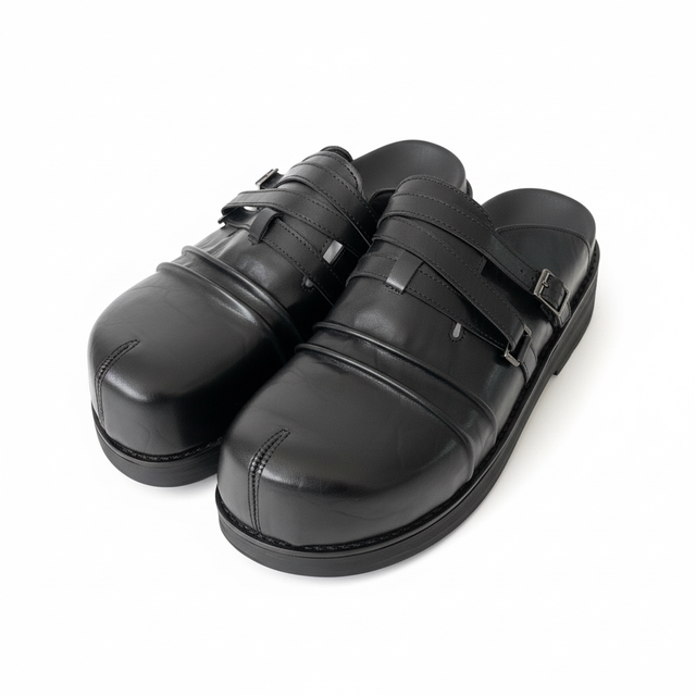 Black Leather Sandals Professional Hero Shot