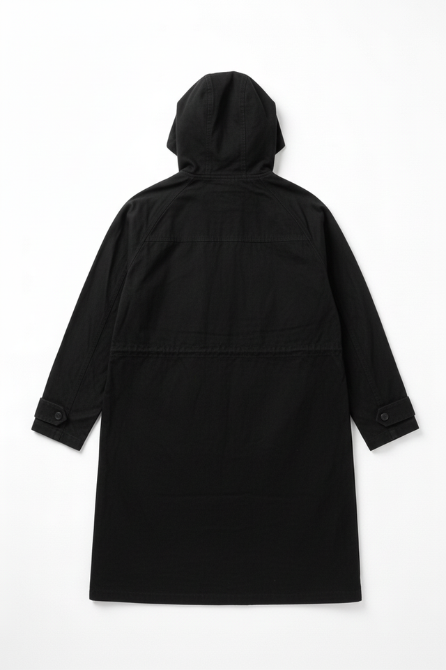 Black utility coat back - wrinkle-free