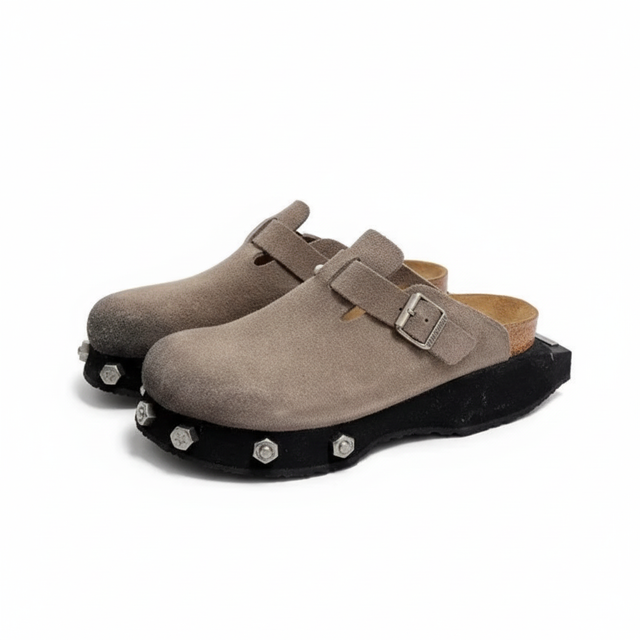 Grey Suede Punk Mule by CRUX