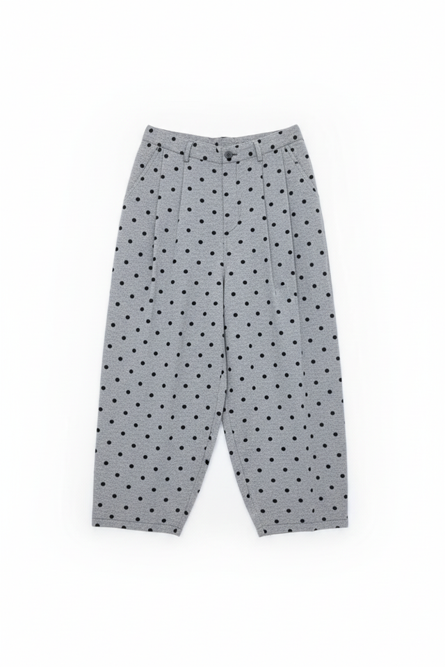 Light grey polka dot wide-leg pants - professional e-commerce shot