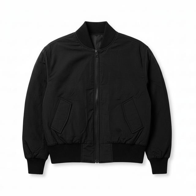 Refined Black Bomber Jacket - Front