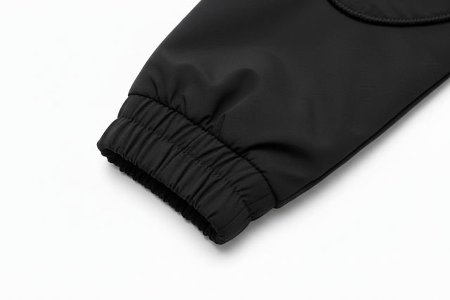 Ribbed cuff and hem detail