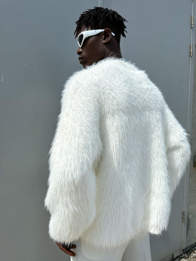 WHITE FUR SWEATSHIRT