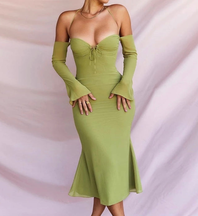 OFF SHOULDER MIDI DRESS