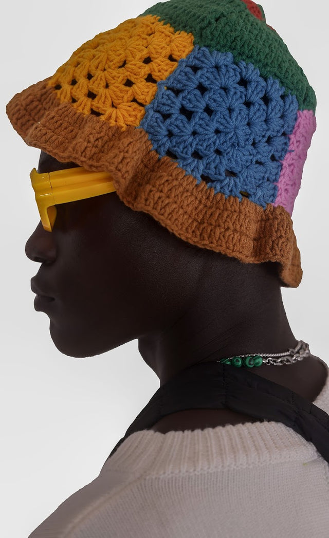 PATCHED BRIM CROCHET HAT