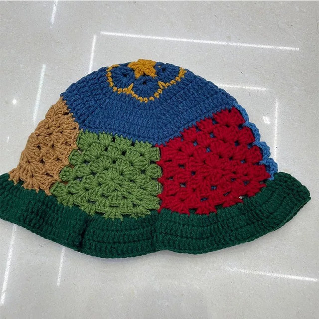 PATCHED BRIM CROCHET HAT