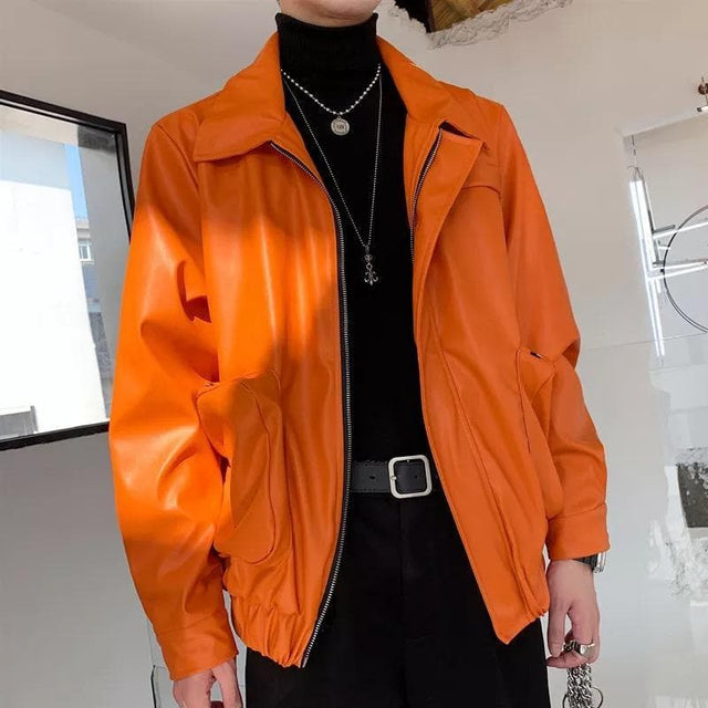 ORANGE LEATHER JACKET