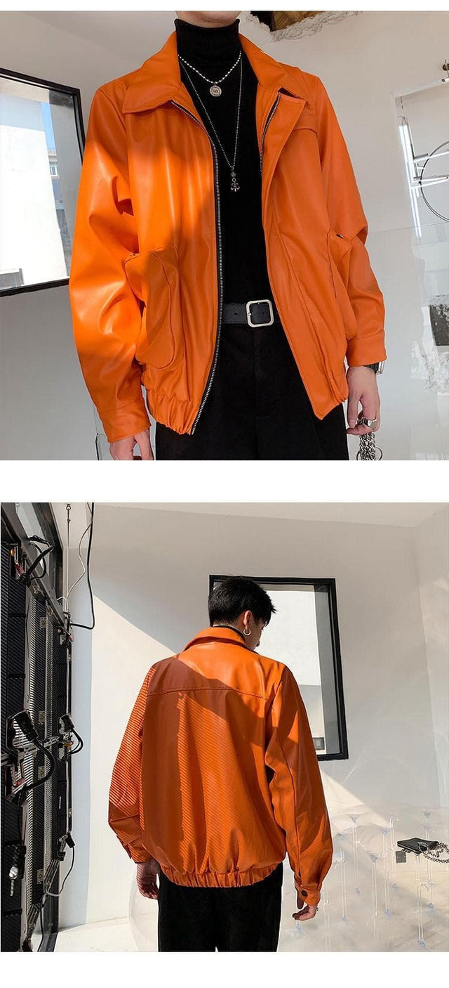 ORANGE LEATHER JACKET