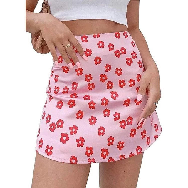 SATIN FLORAL SKIRT