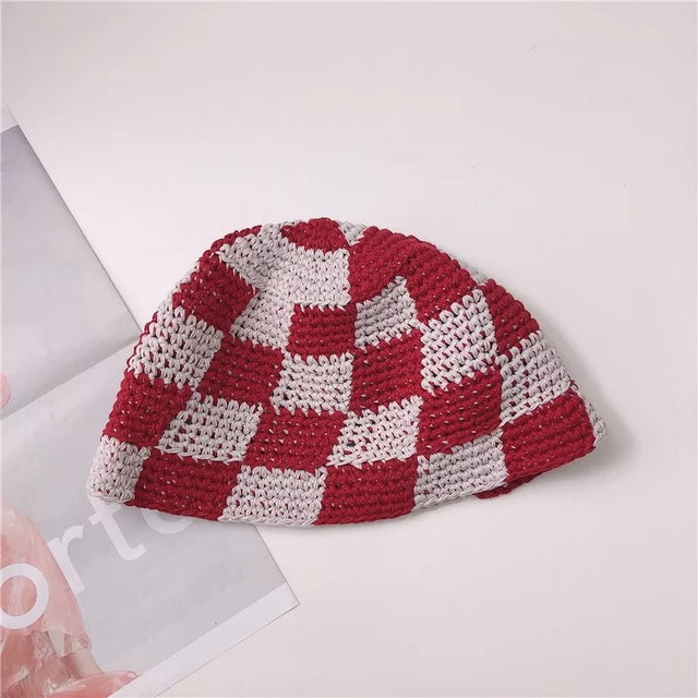 PLAID KNIT HAT
