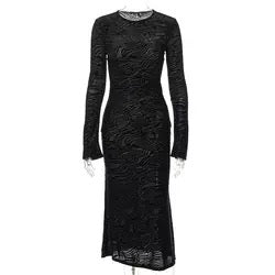 STRIP LONG BLACK DRESS