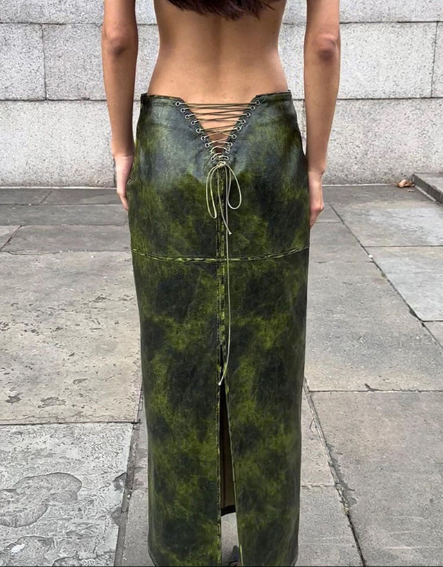 Green Leather Skirt
