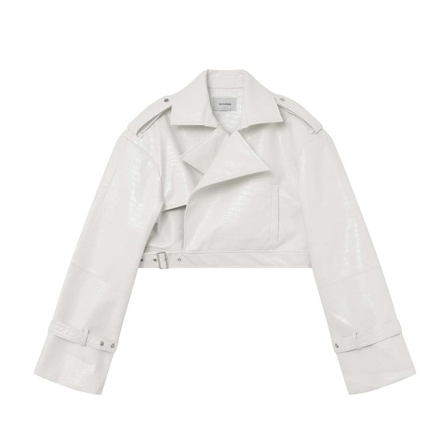 Croc Crop Leather Jacket