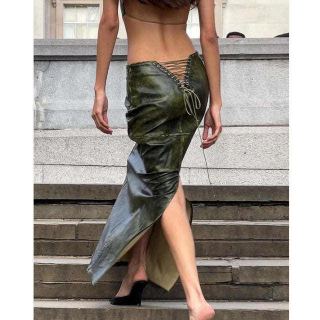 Green Leather Skirt