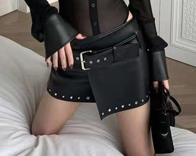 Studded Leather Skirt