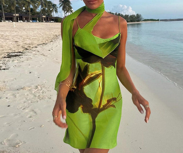 Dahlia Green Scarf Dress