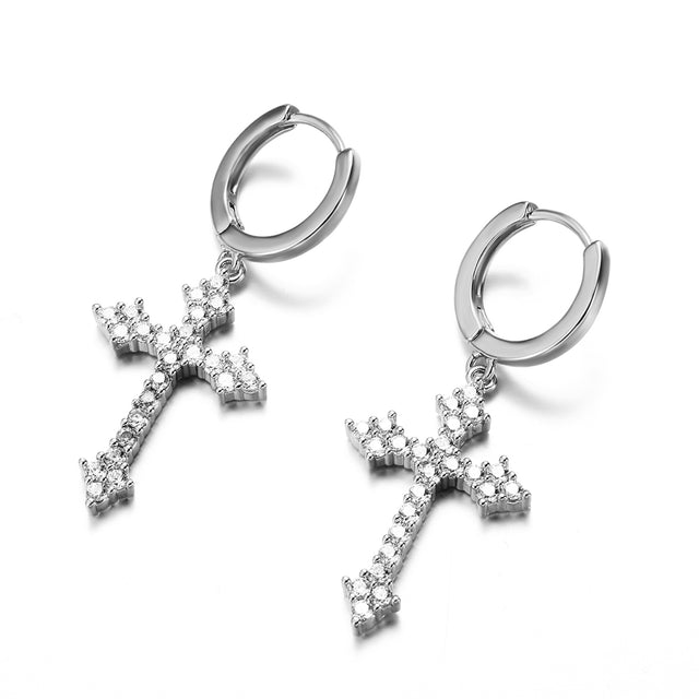 Ice Cross Silver Earring