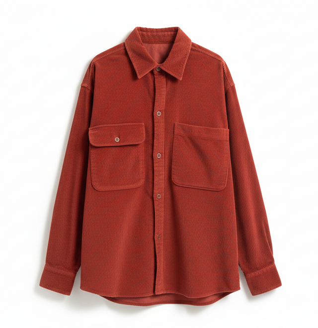90s Rugged Shirt - Rust Red Corduroy Hero Shot
