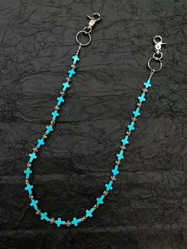 Teal Cross Belt Chain