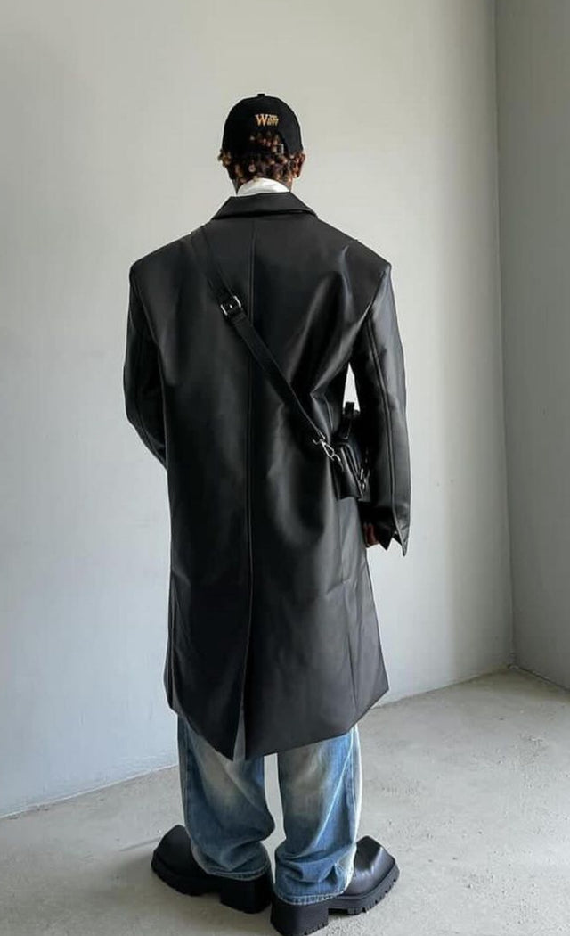 Plain Leather Coat