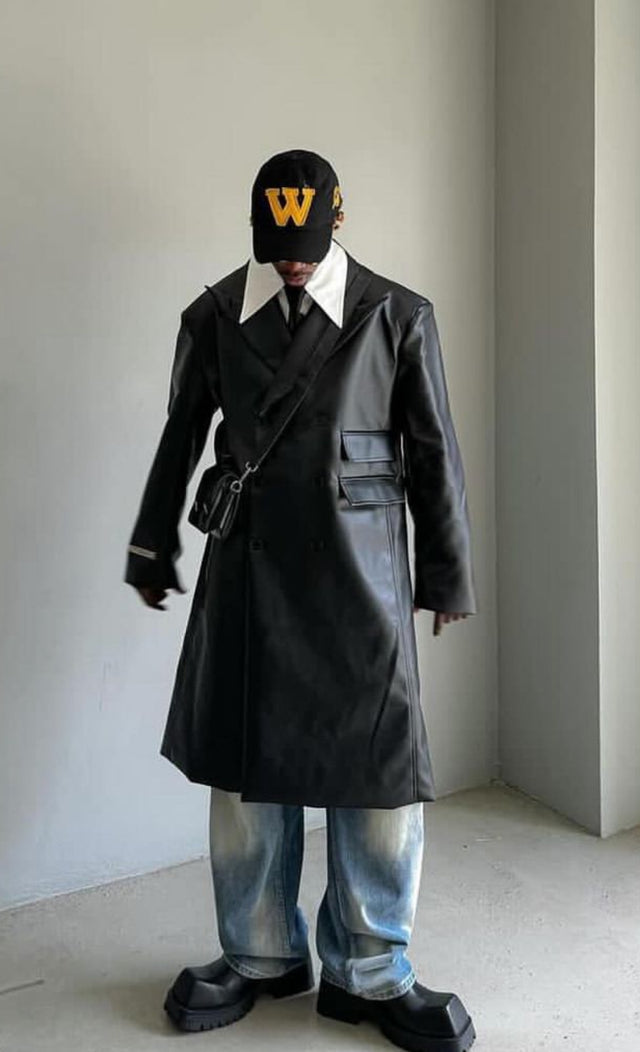 Plain Leather Coat