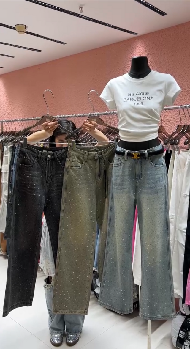 Studded Denim Pants