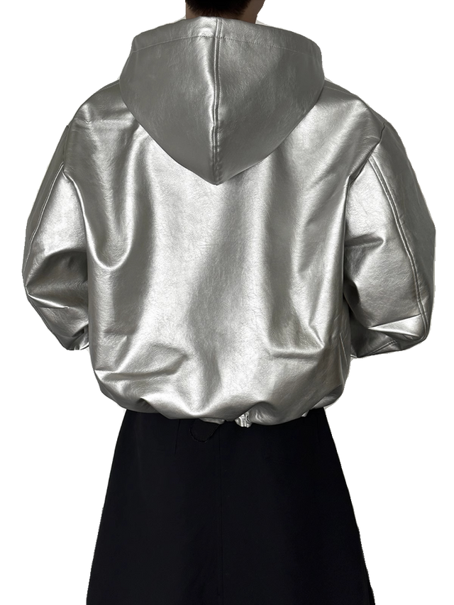 Dab Silver Leather Hoodie