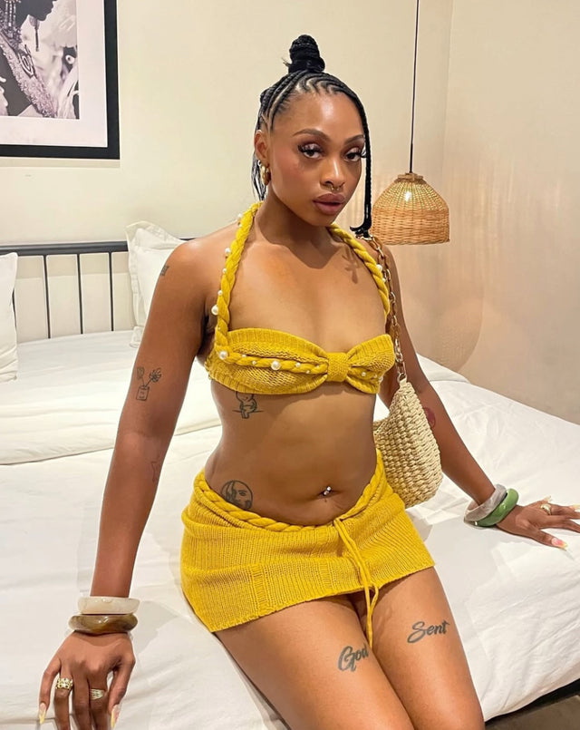 Mustard Crochet Co-ord