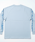 Back view of light blue SANDBLAST long-sleeve shirt