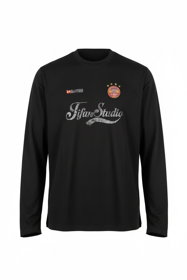 Black Iyan Studio long-sleeve shirt with open wrists