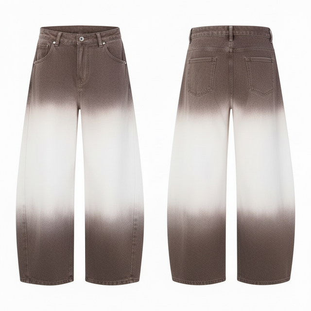 Clean professional product shot of gradient jeans without text