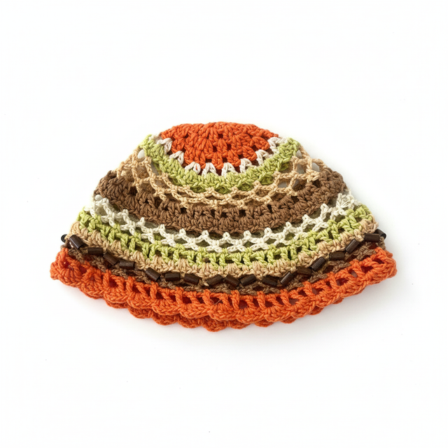 Crochet Hat with Beaded Tassels