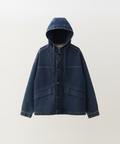 Dark indigo blue denim hooded jacket
