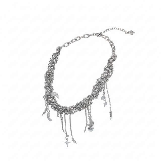 Eesha Silver Bead Neckpiece by CRUX