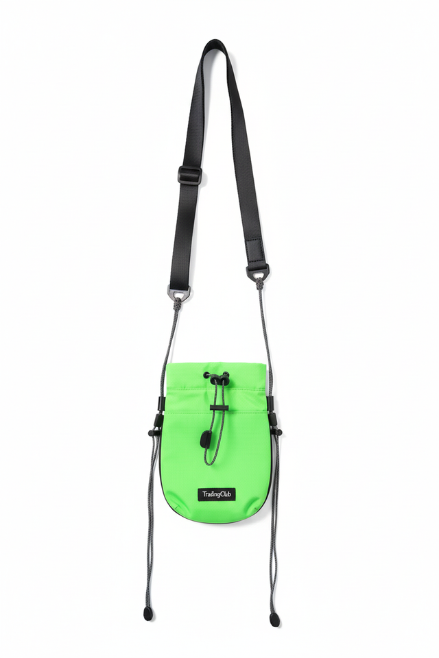 Full view of neon green crossbody bag