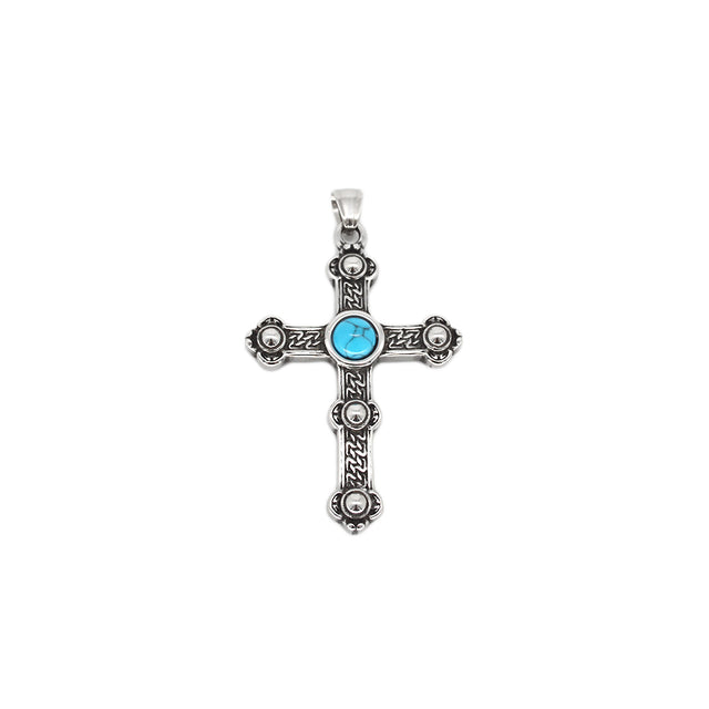 Teal Skull Cross Pendant