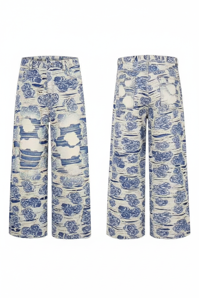 Professional e-commerce hero shot of floral patterned pants